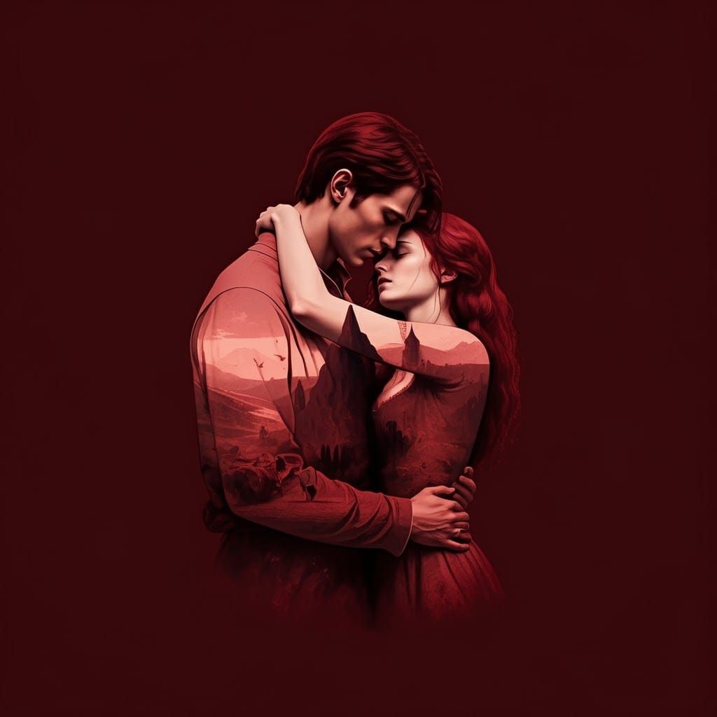 Silhouette Embrace: A Shakespearean Tragedy as Digital Art