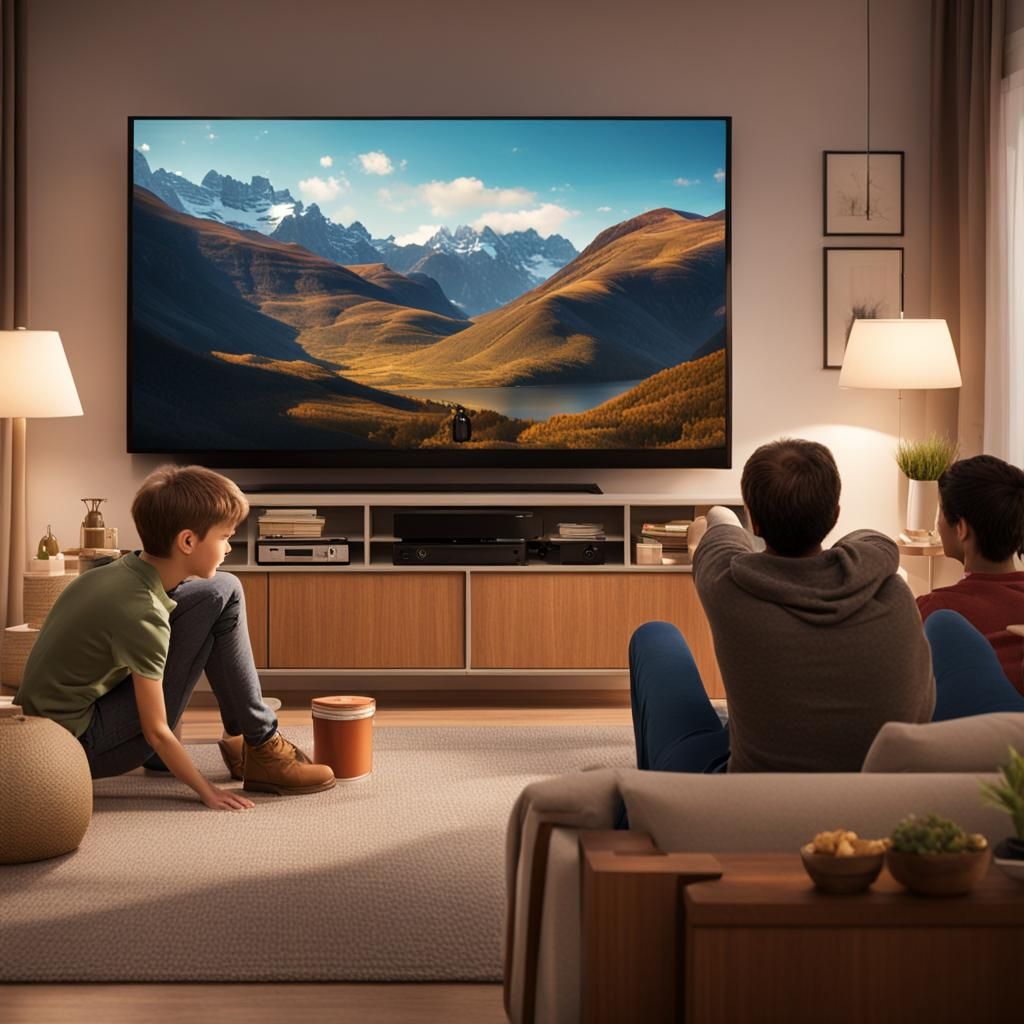 Cozy Family Movie Night in Living Room