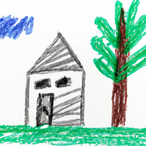 Whimsical Crayon House in the Woods