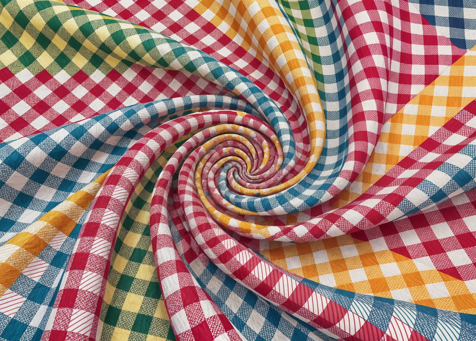 Psychedelic Gingham in Vibrant Op Art Style