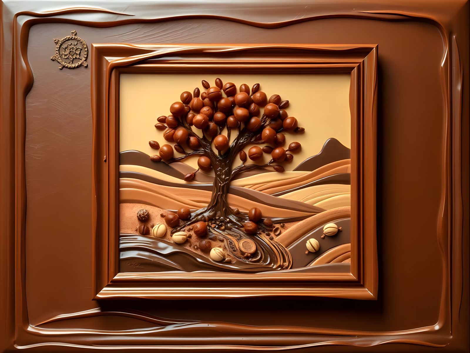 Chocolate Landscape Painting in a Chocolate Frame