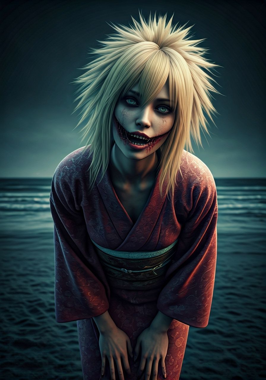 Gyaru Yokai Kuchisake-Onna on Seaside Promenade