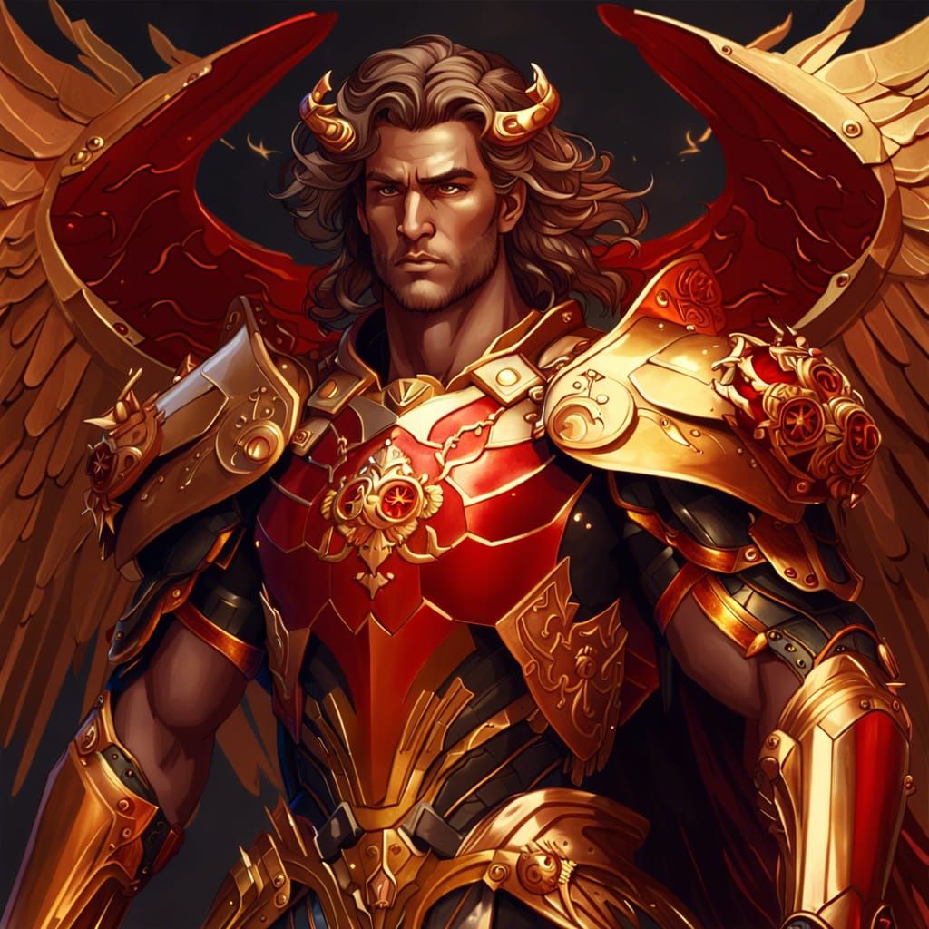 Taurus Angel in Golden Armor: Hyperrealistic Illustration