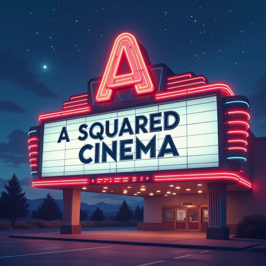 Retro Drive-In Cinema Sign with Neon Lights