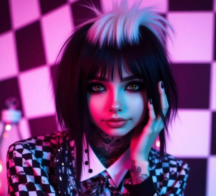 Scene Girl in Checkered Tuxedo