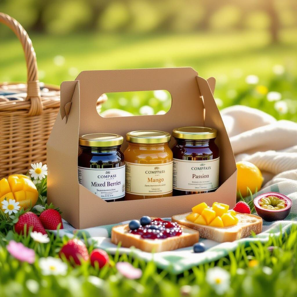 Family Picnic Jam Mockup with Spring Flowers