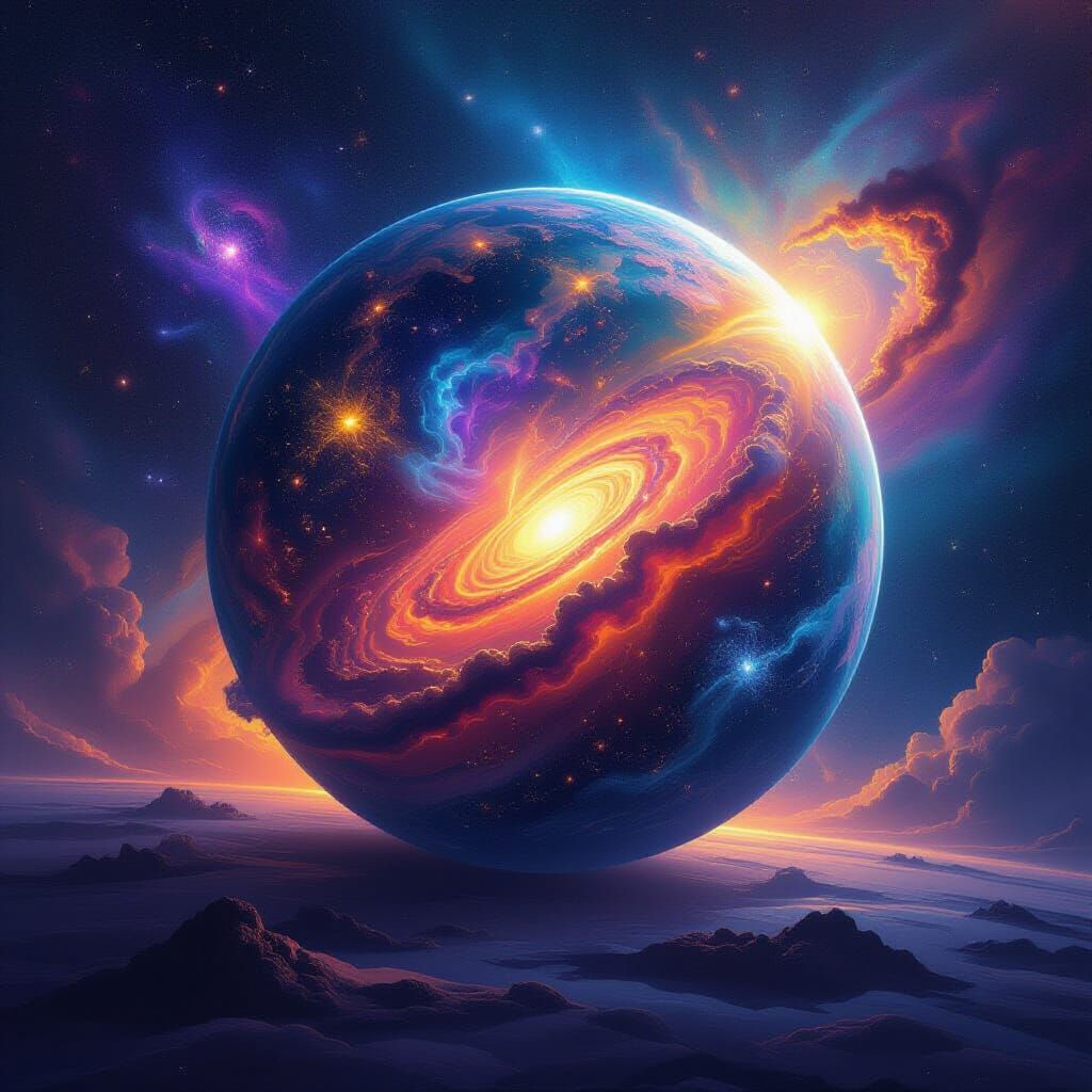 Cosmic Surreal Planet Breathing Starlight