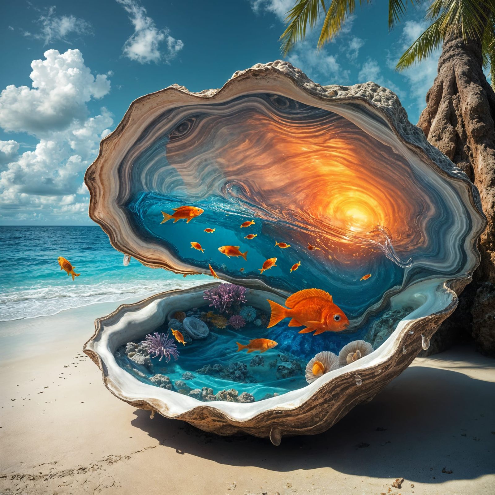 Surreal Oyster Shell Reflects Coral Reef