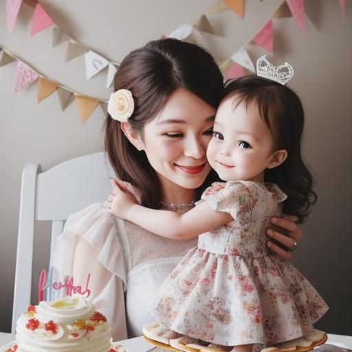 Toddler Celebrates Birthday with Mother