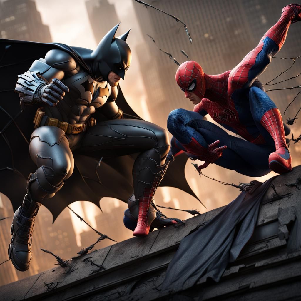 Batman vs Spiderman: Batman Wins, Detailed Matte Painting