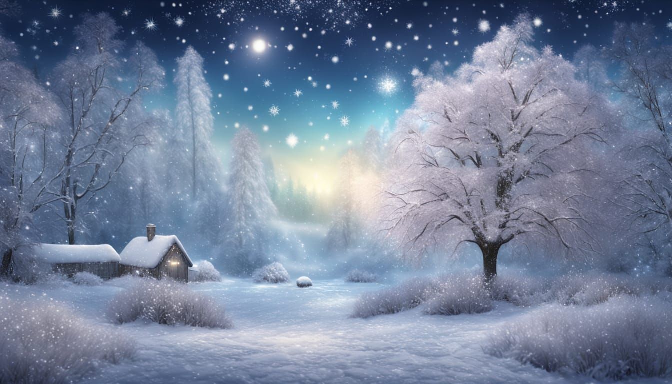 Symmetrical Goddess of Snow in Chibi Kawaii Style