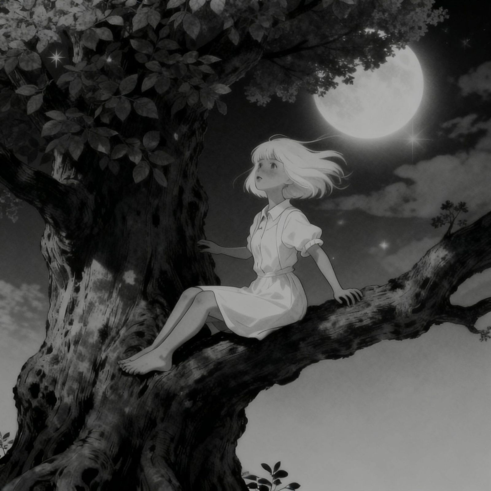 Luminous Moon and Crown at Night