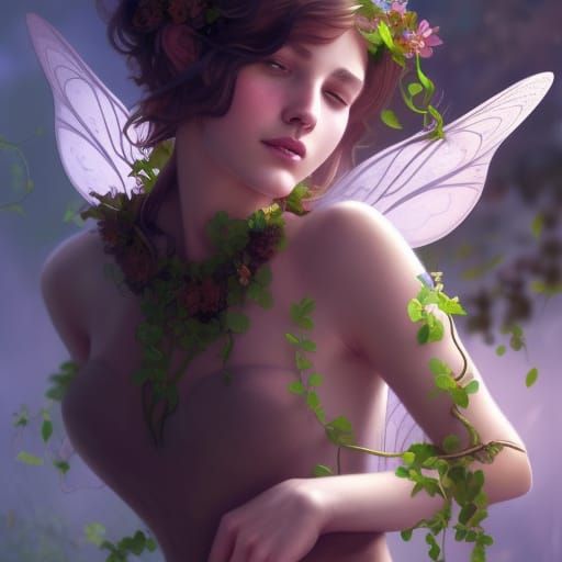 Nature Fairy Portrait in Hyperdetailed Concept Art