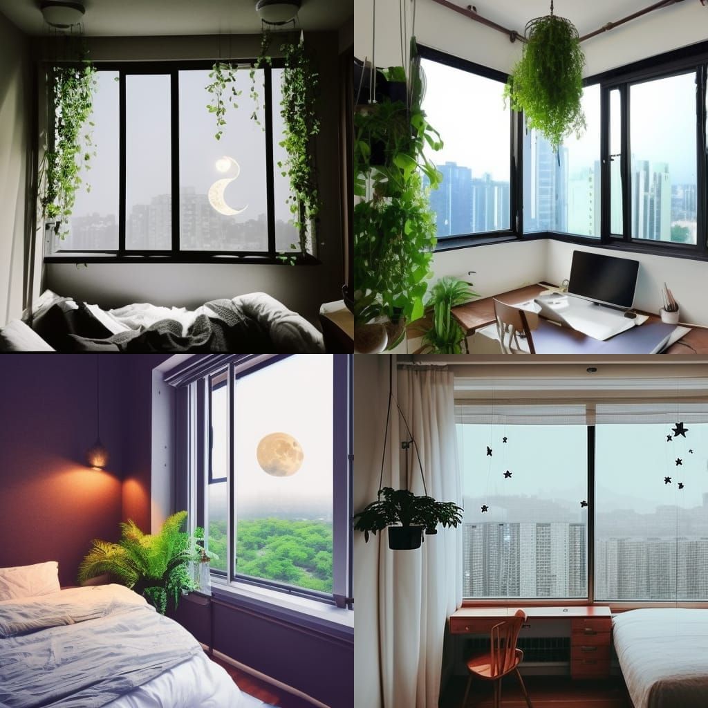 Cozy Apartment Room with Moonlight View