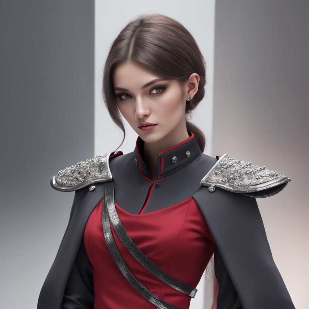 Futuristic Sci-Fi Admiral in Ceremonial Uniform