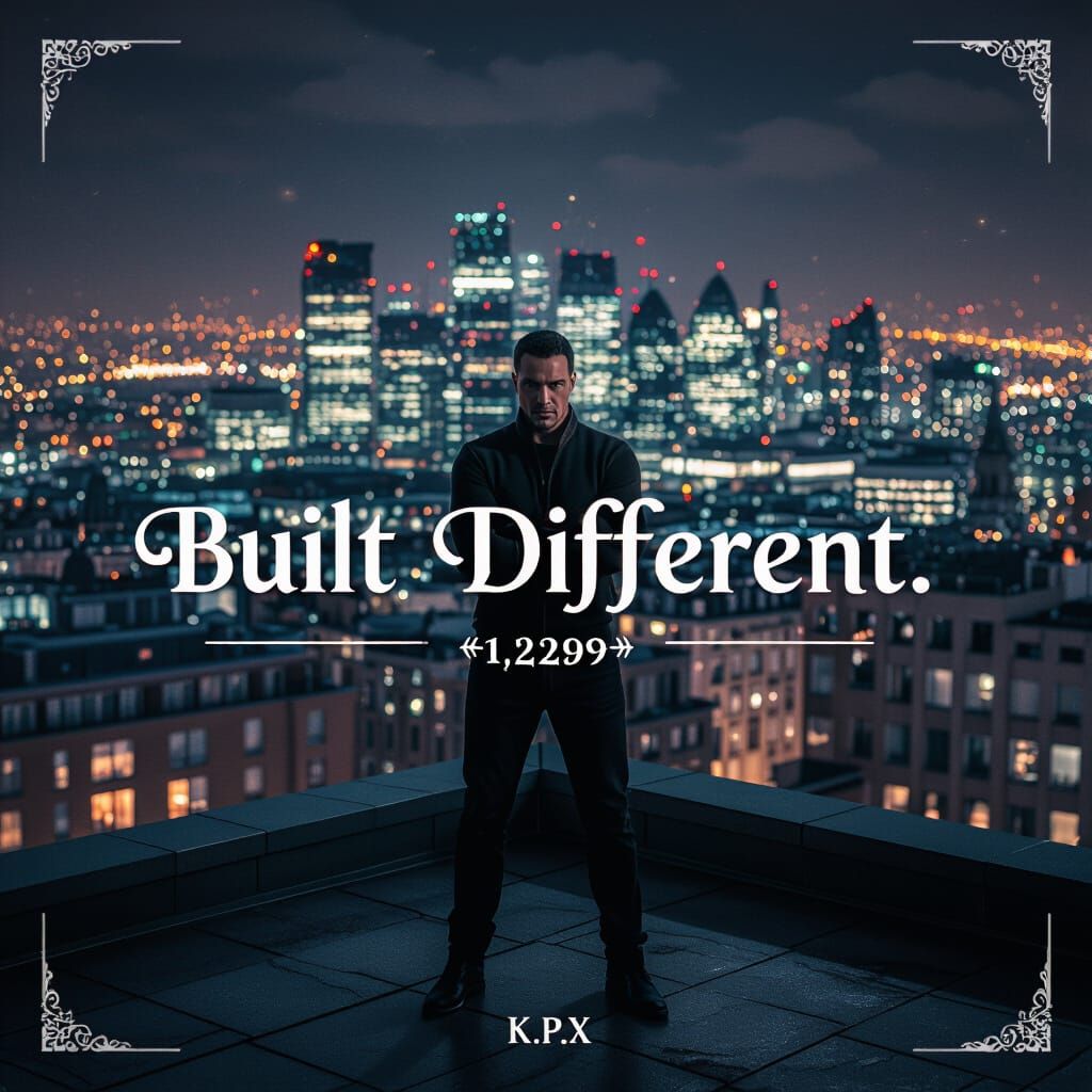 London Rooftop at Night: Lone Figure, Glowing Cityscape