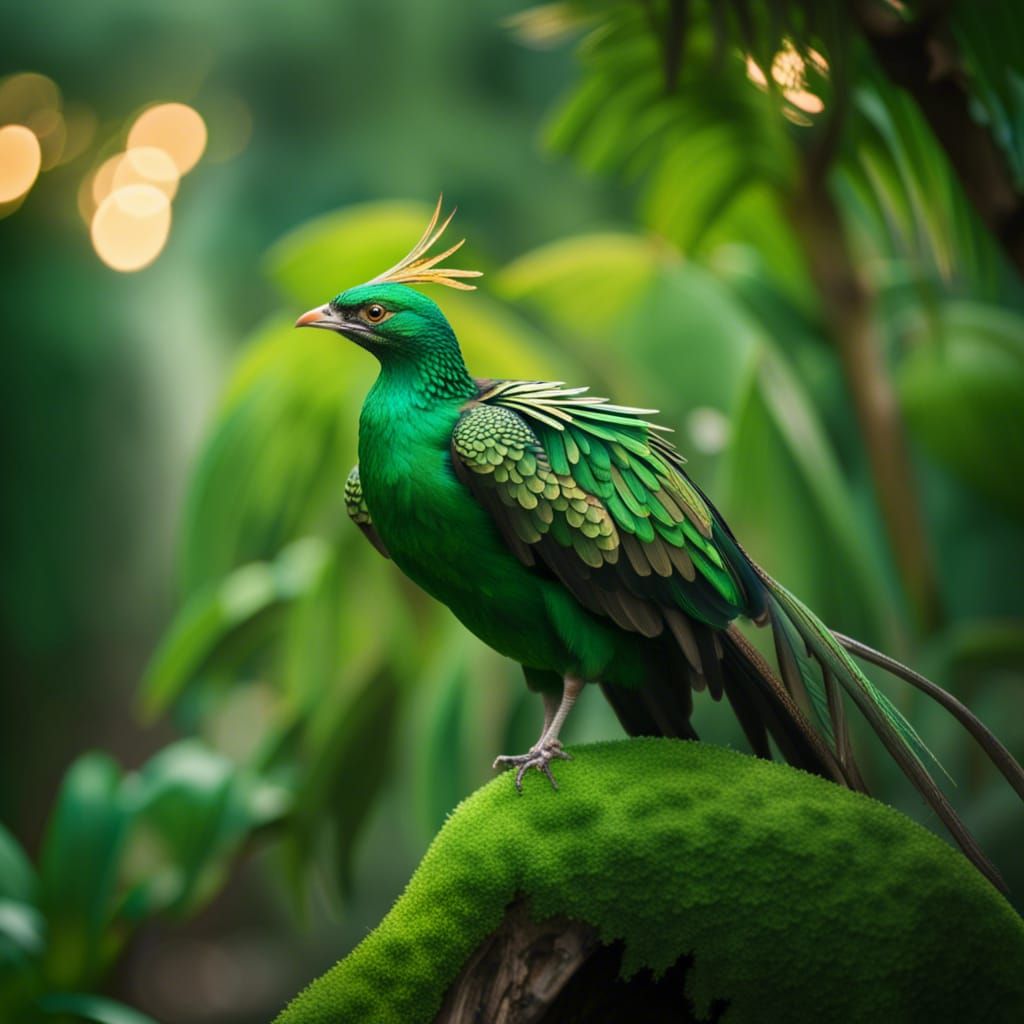 Emerald Phoenix Rising in a Natural Landscape