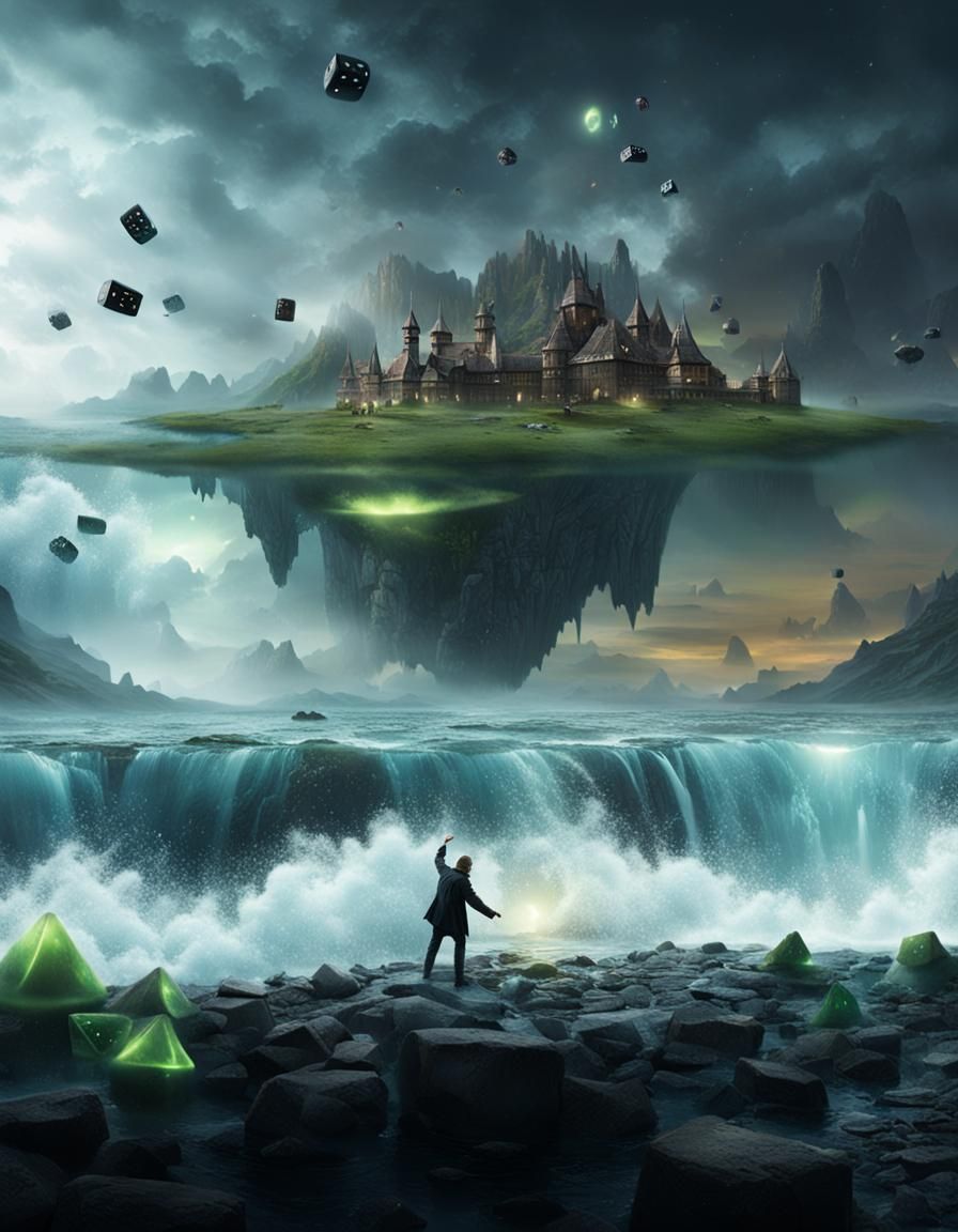 Man Throws Dice Under Aurora Borealis