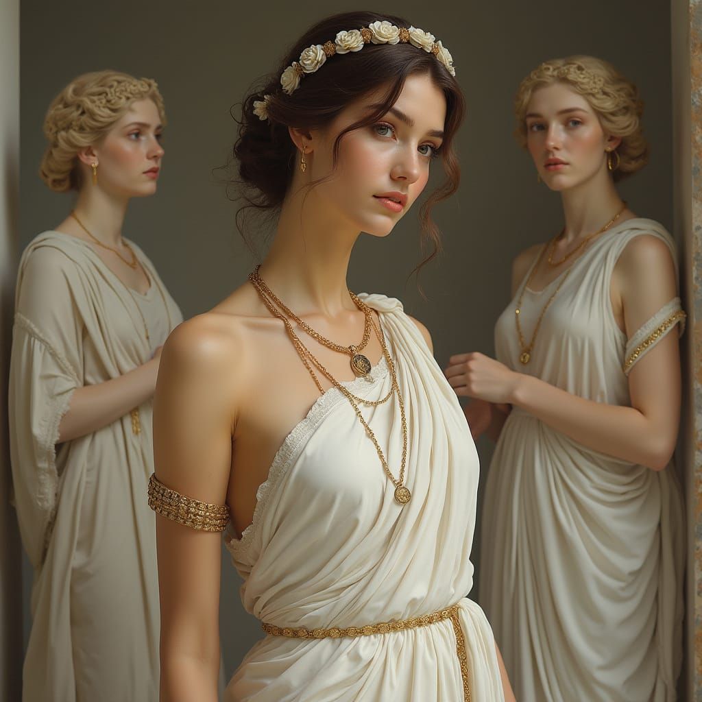 Classical Greek Goddess Portrait in Ethereal Lighting