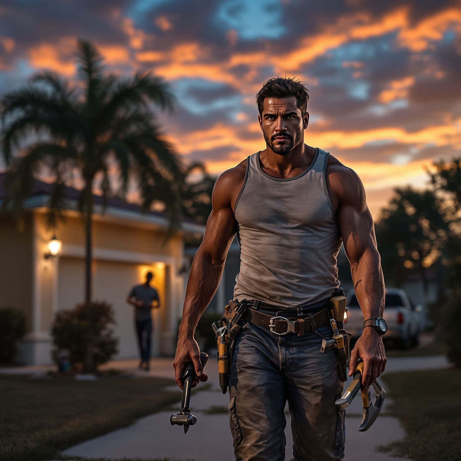 Plumber and Apprentice at Dusk: Cinematic Comic Art