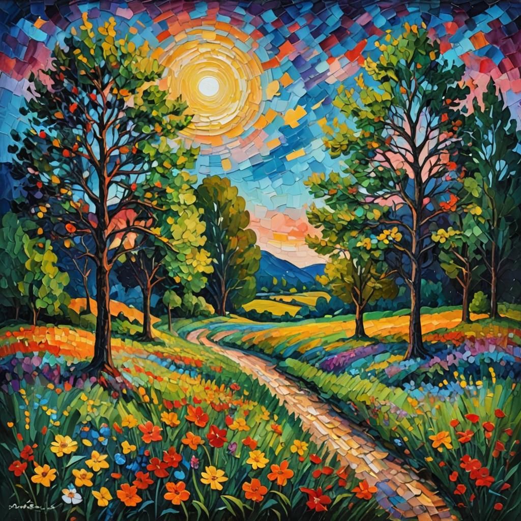 Summer Nights: Neo-Impressionist Expressionist Oil Painting