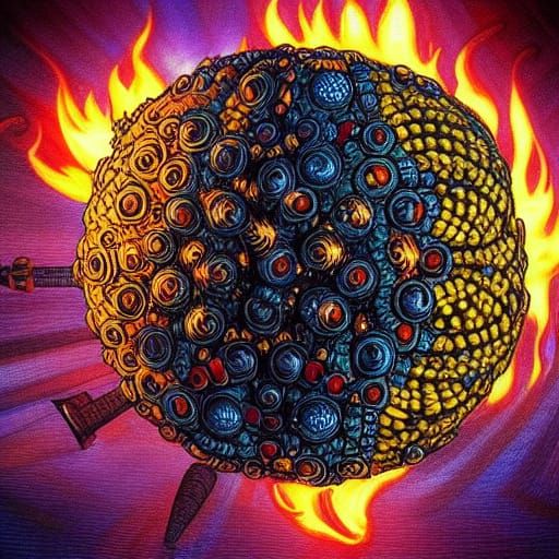 Omnidimensional Fire Orbs in Fantasy Art