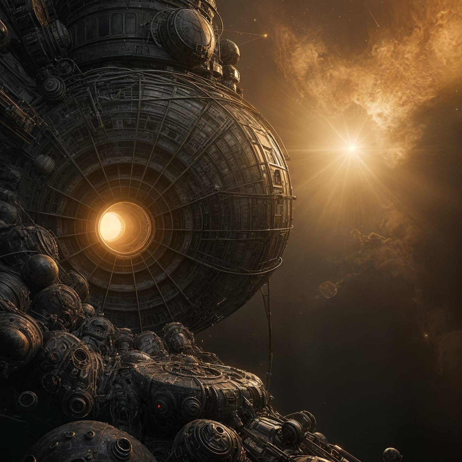 Desolate Space Station with Organic Sci-Fi Growth