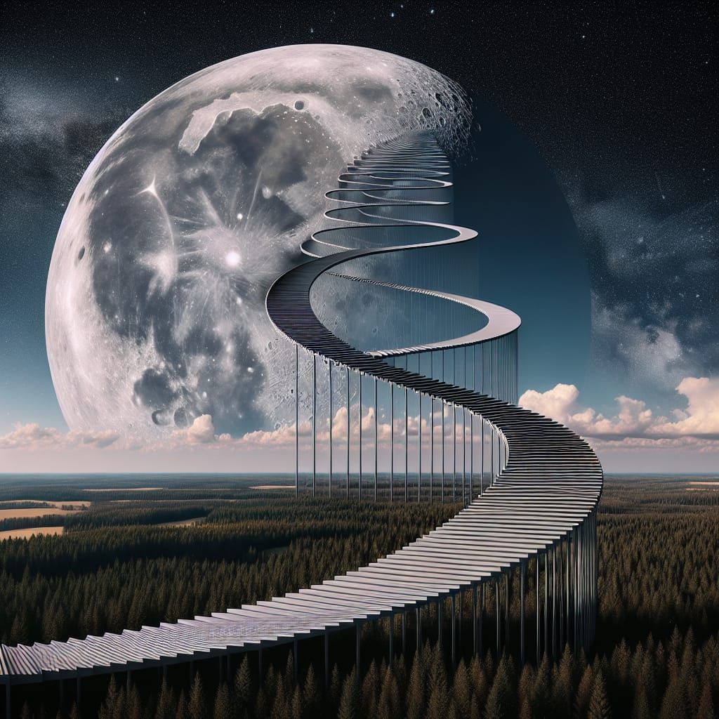 Surreal Staircase to the Moon: Extreme Perspective