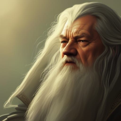 Gandalf Portrait by Greg Rutkowski, Artgerm, and Alphonse Mu...