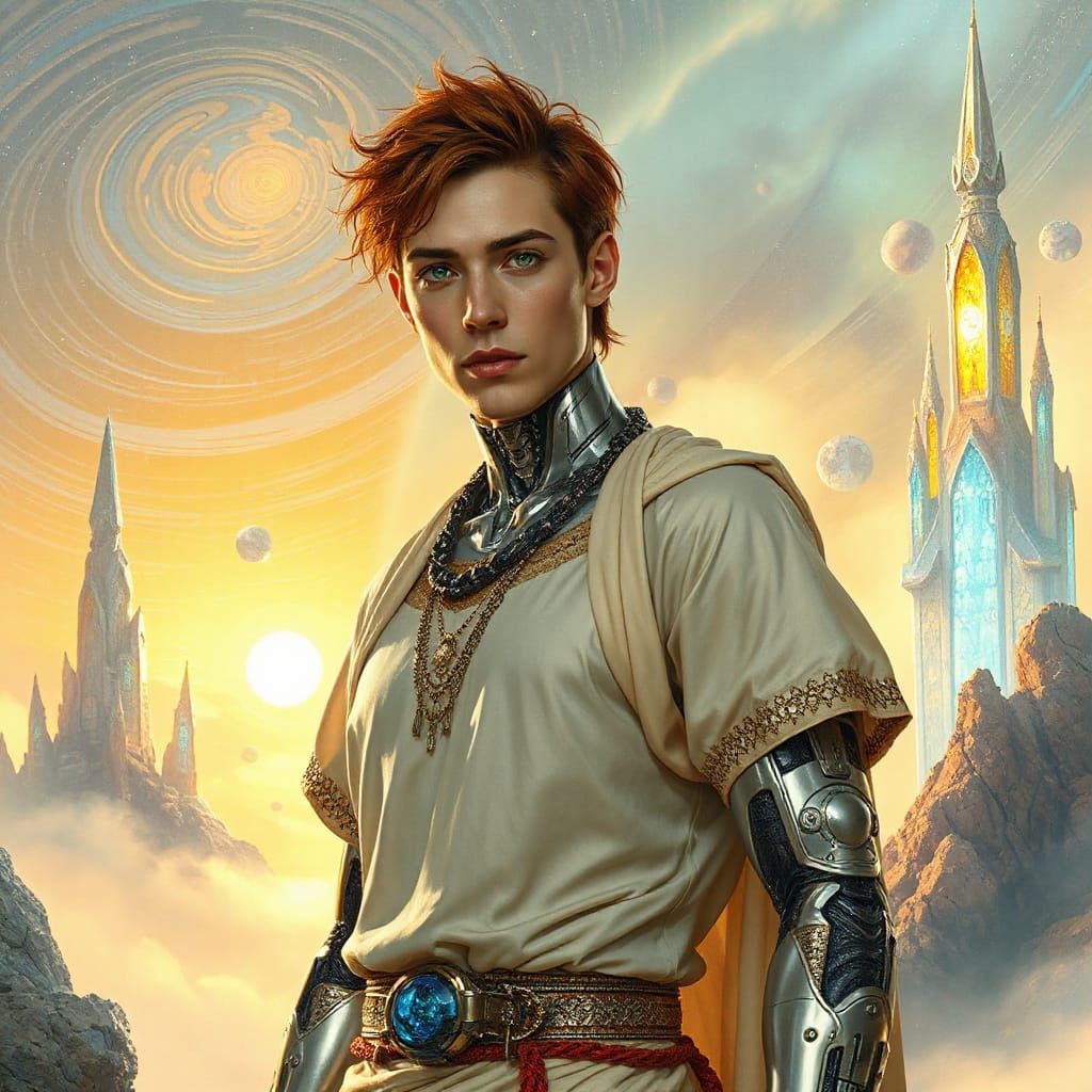 Cyborg in Alien Landscape: Futuristic Portrait