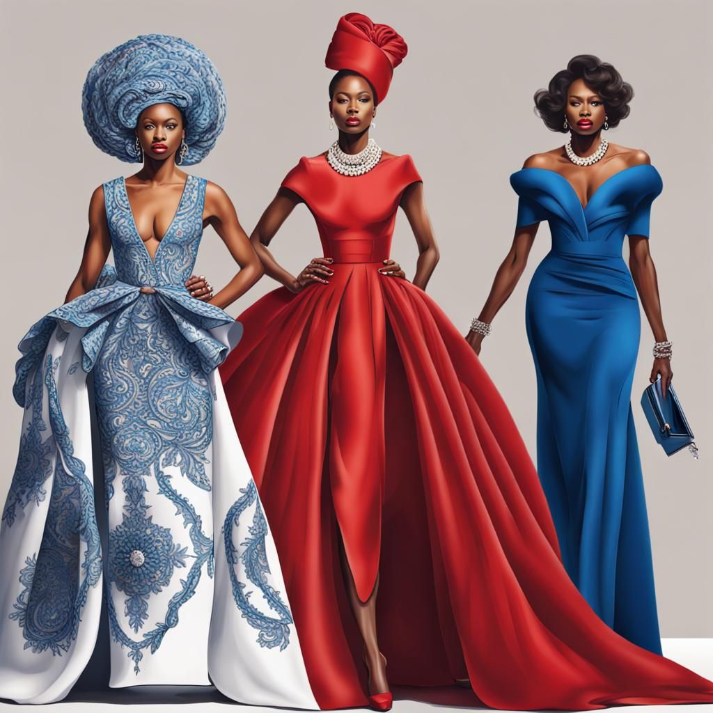 Fashion Runway: African American Women in Designer Dresses
