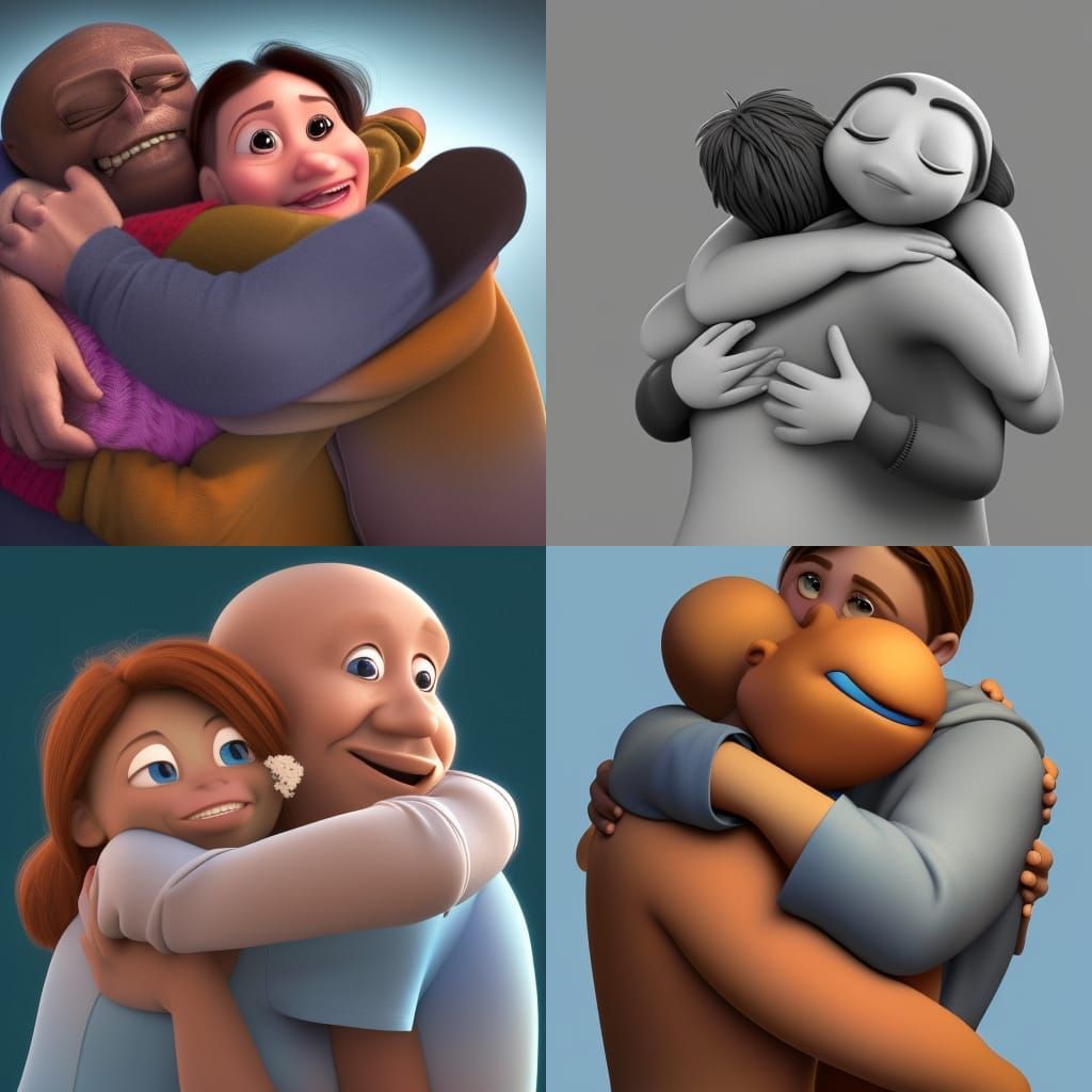 Joyful Reunion: A Heartwarming Embrace in 3D