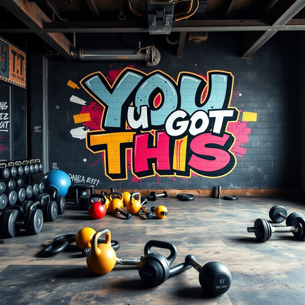 Motivational Gym Room with Industrial Aesthetic