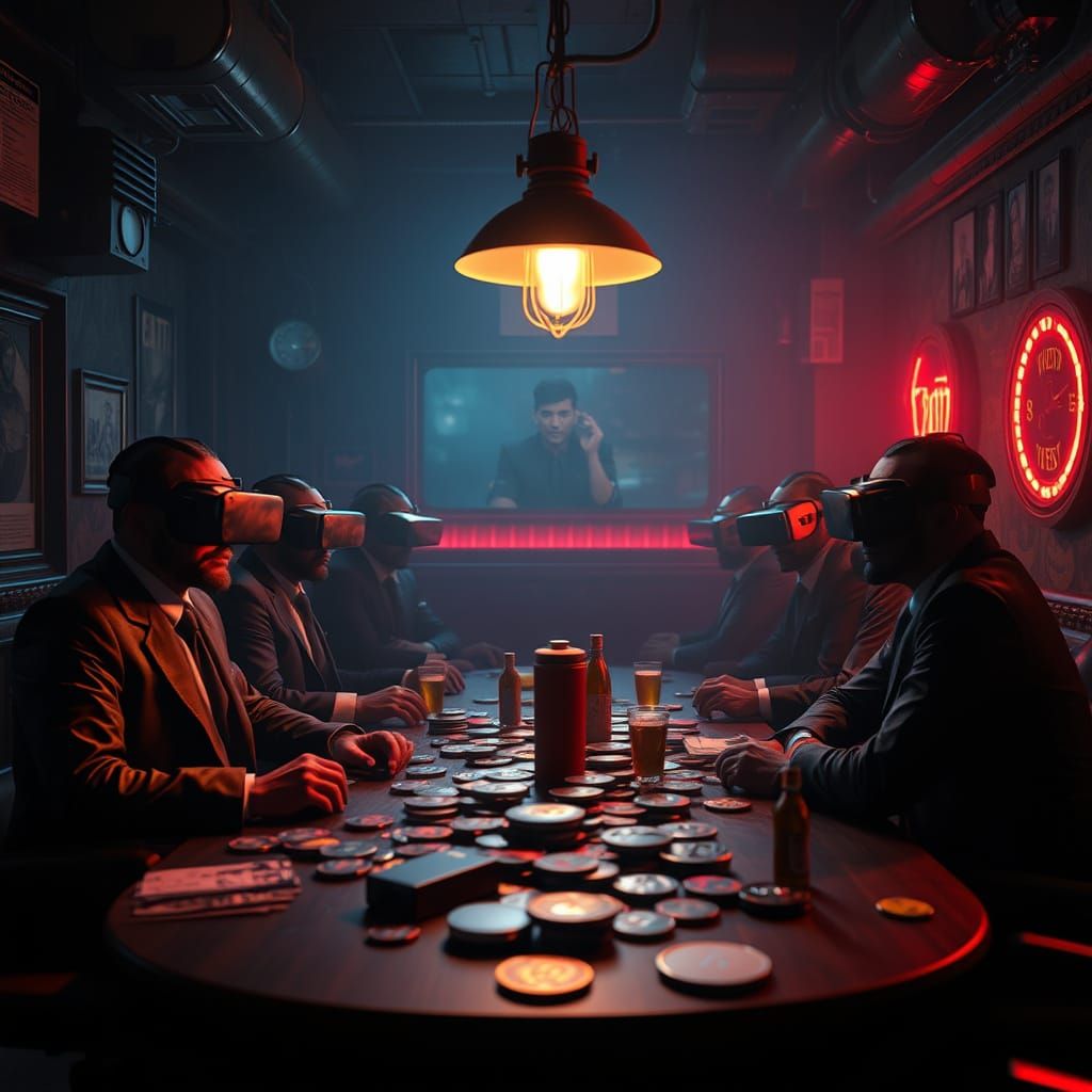 VR Mob Boss Meeting in Cyberpunk Speakeasy