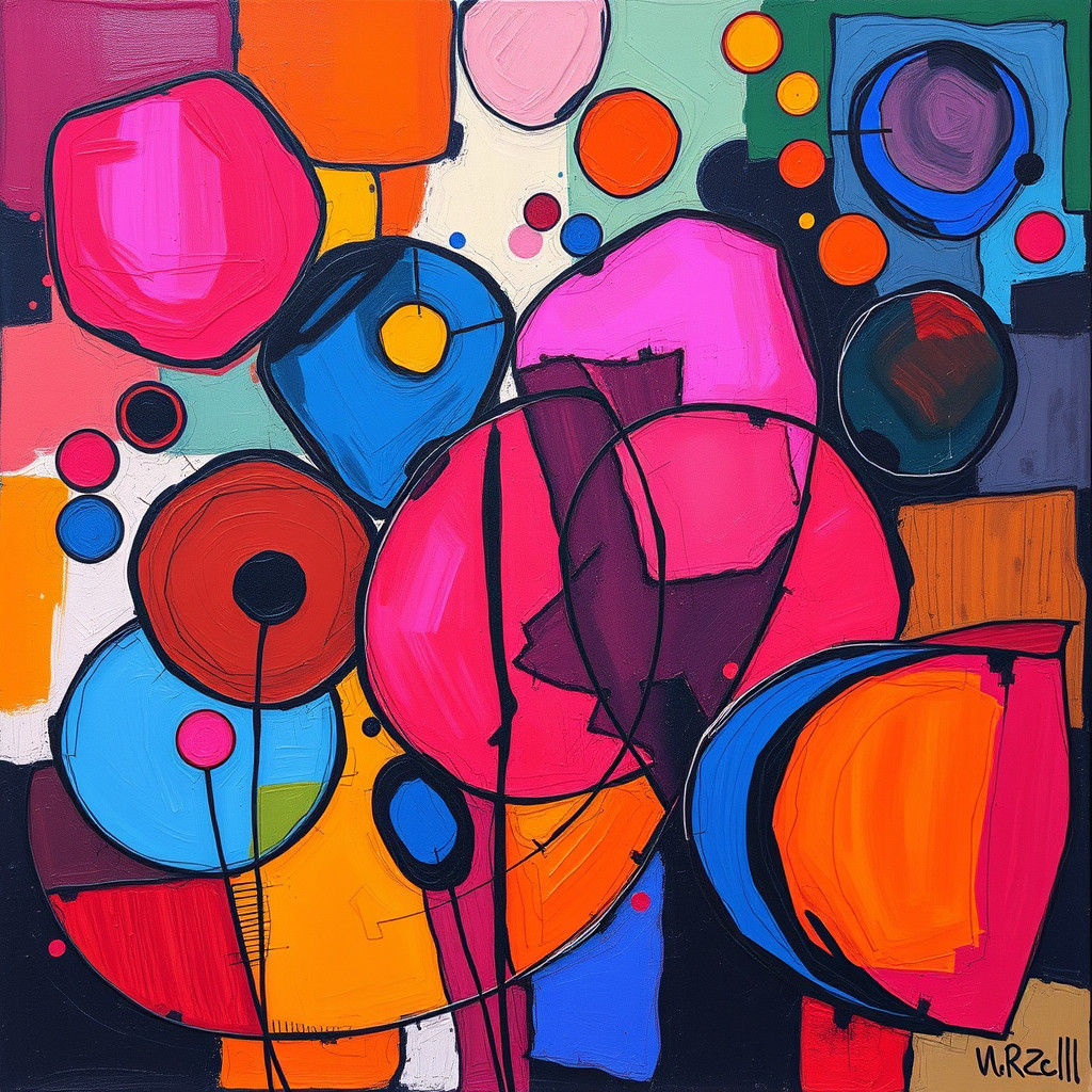 Kaleidoscopic Geometric Shapes in Vibrant Impressionist Oil ...
