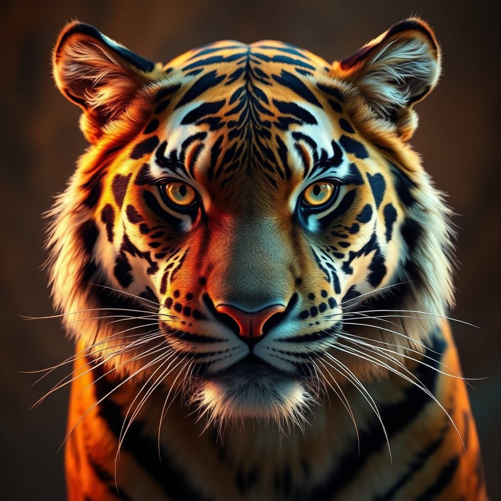 Regal Tiger Portrait in Dramatic Spotlight