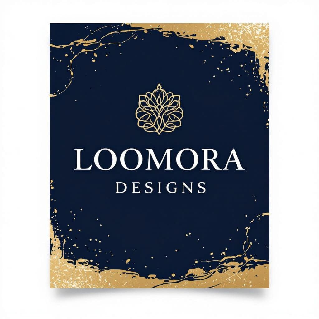 Loomora Designs Logo: Elegant Navy & Gold Branding