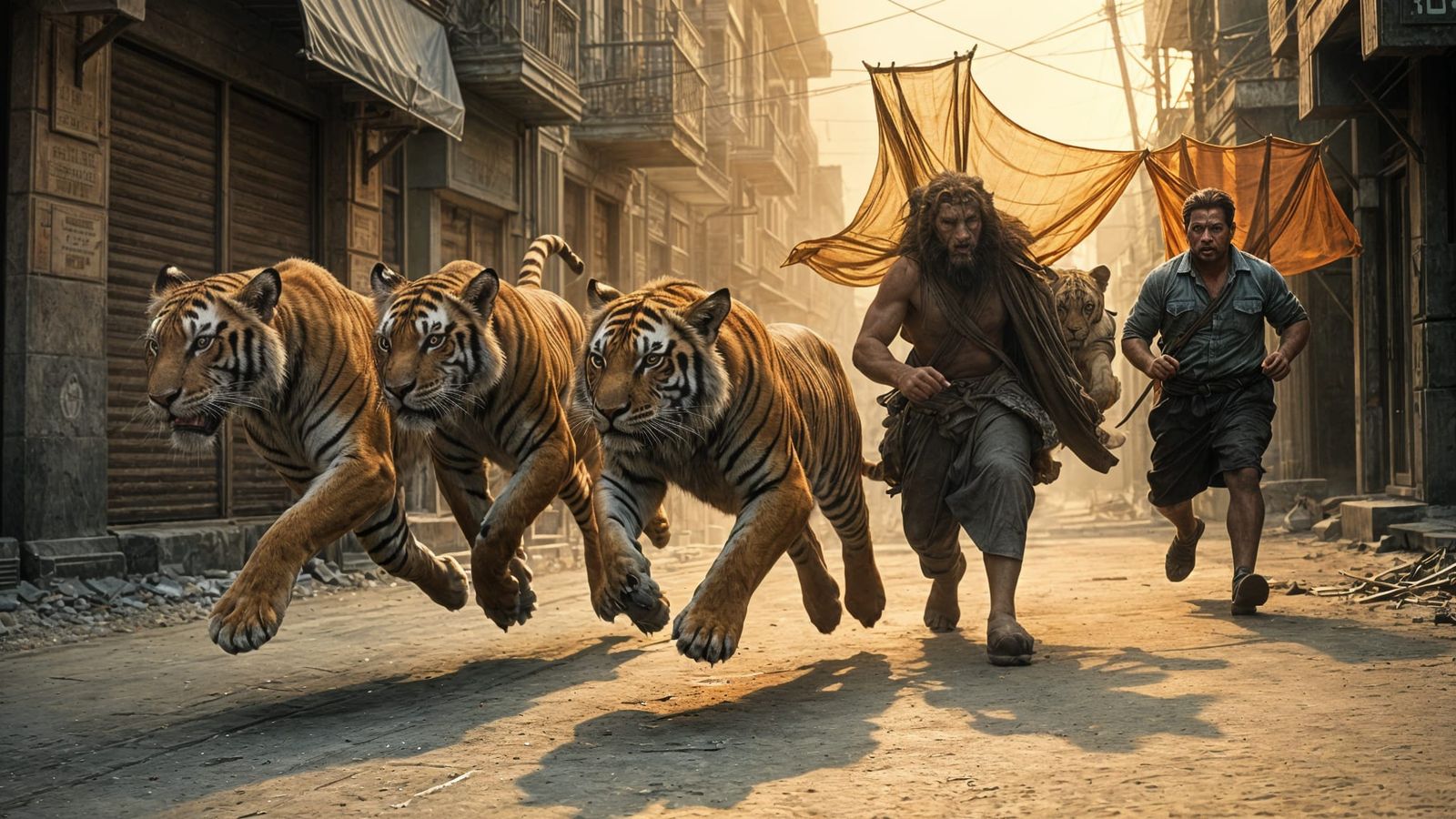 Tigers and Men in Cinematic Chase Scene
