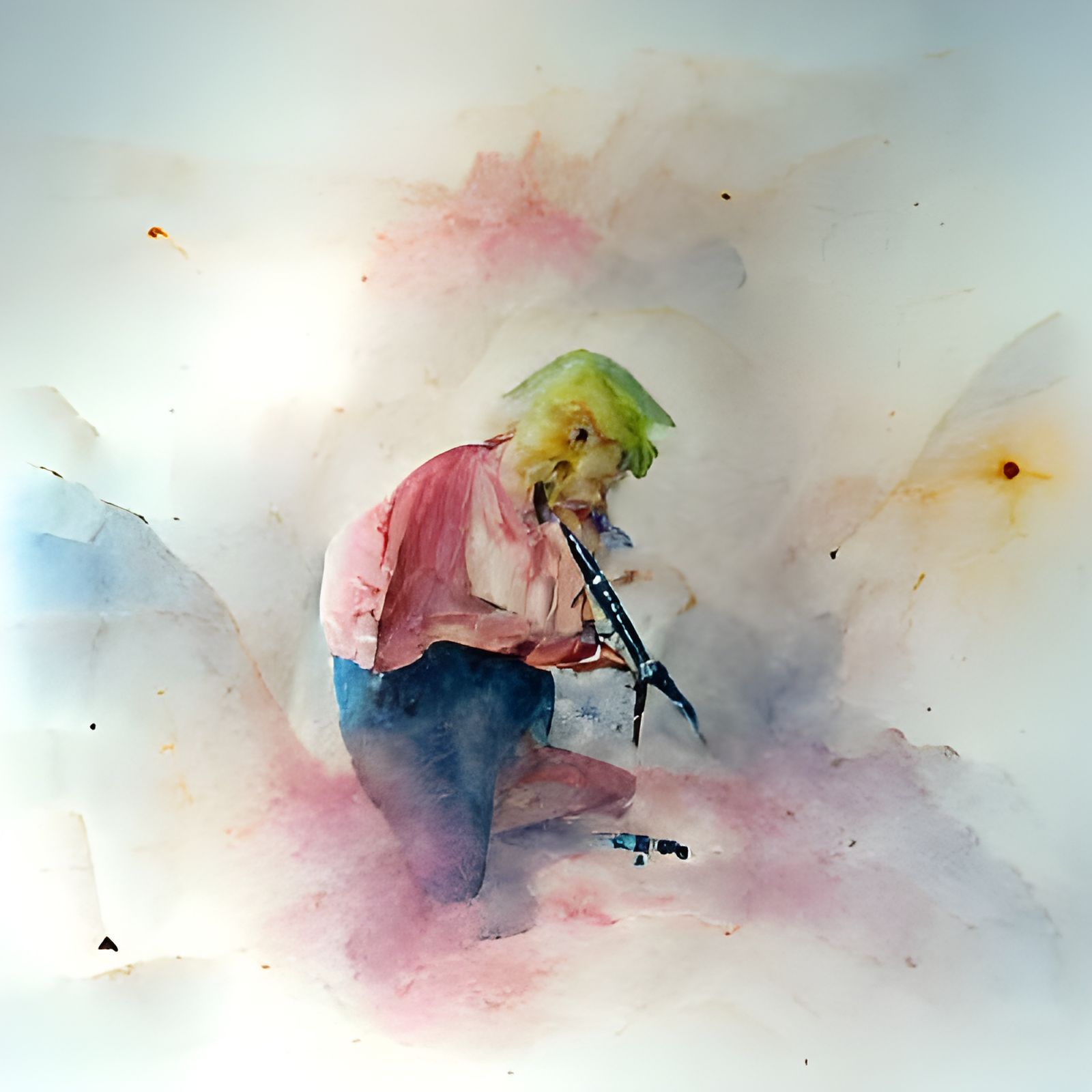 Kurt Cobain in Watercolor Style