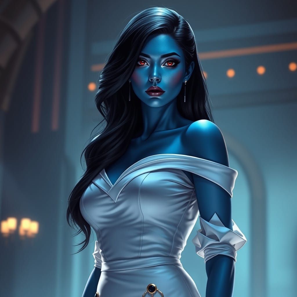 Elegant Chiss Woman in Soft Light