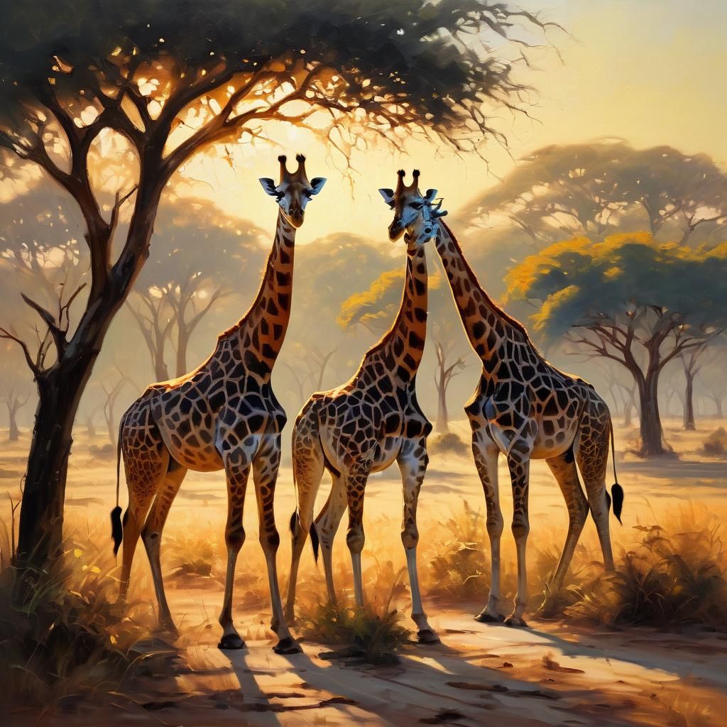 Vibrant Giraffes in a Sun-Drenched Savannah