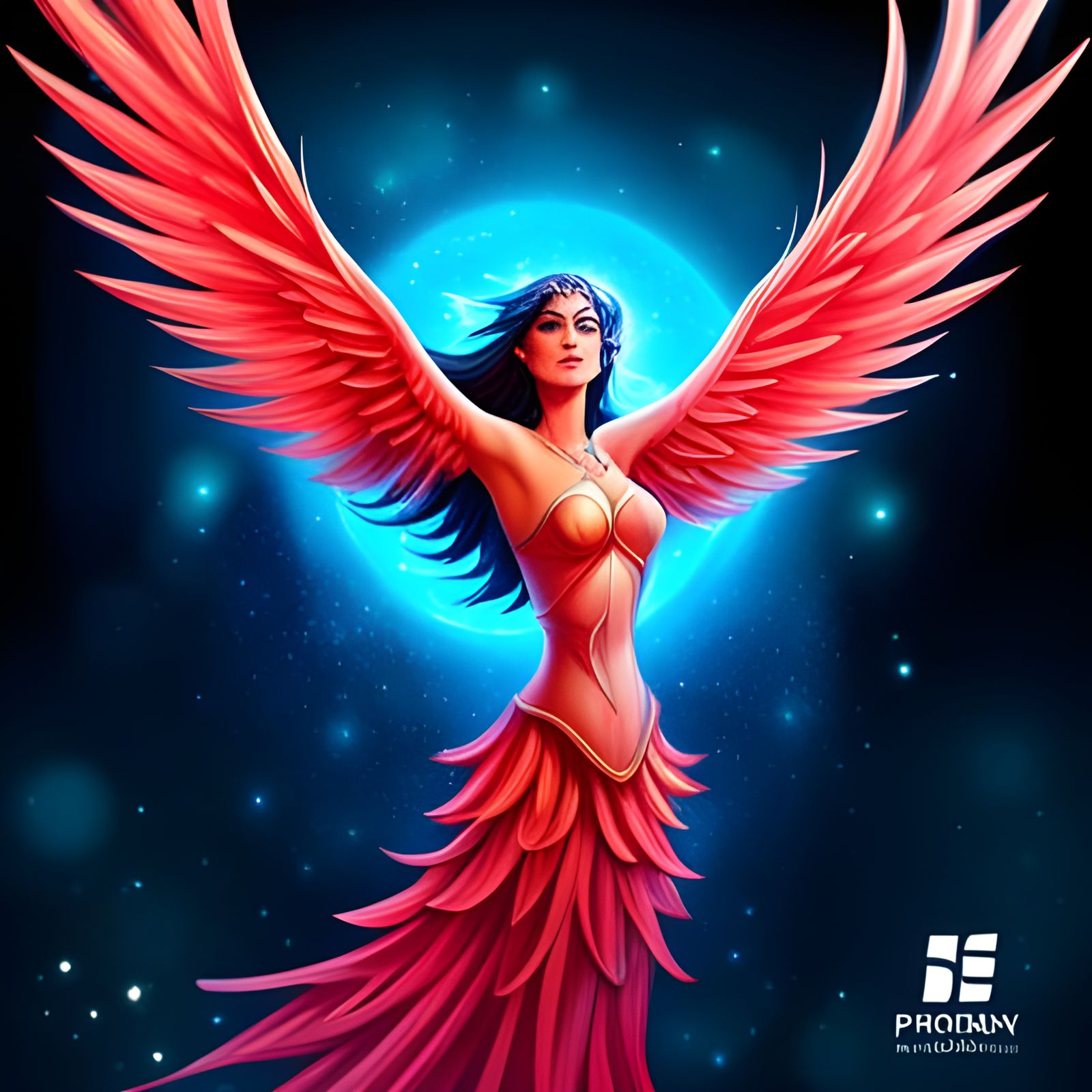 Blue Phoenix Ascending Through the Universe