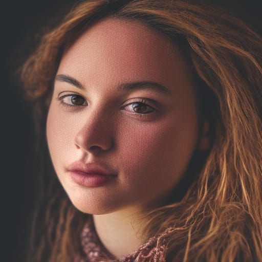 Portrait of a beautiful young woman made of fabric.