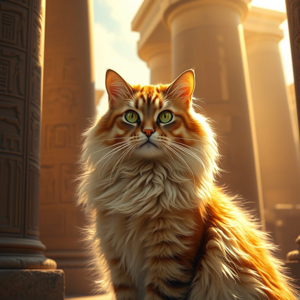 Egyptian Cat in Regal French Romanticism