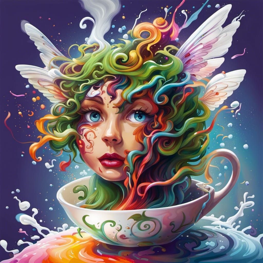 Magical Tea Cup Pixies in Graffiti Art Style