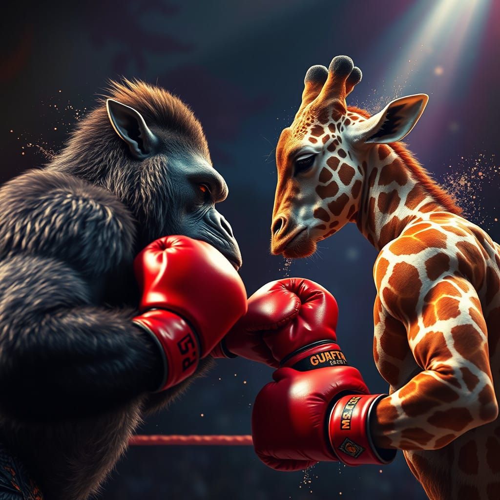 Giraffe Boxer Enters the Ring in Splendid Hyperrealistic Art