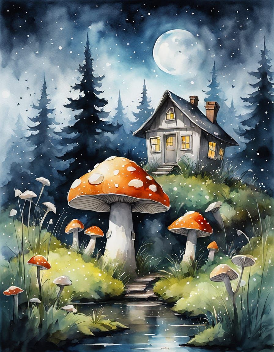 Fantasy Elven Mushroom Homes in Botanical Garden