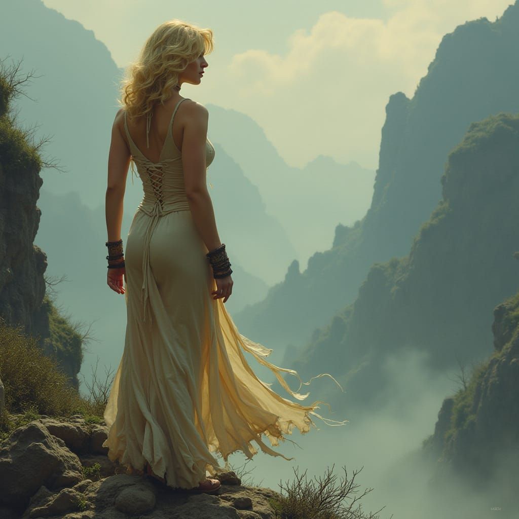 Lost on Skull Island: Golden-Haired Adventurer in Tattered F...