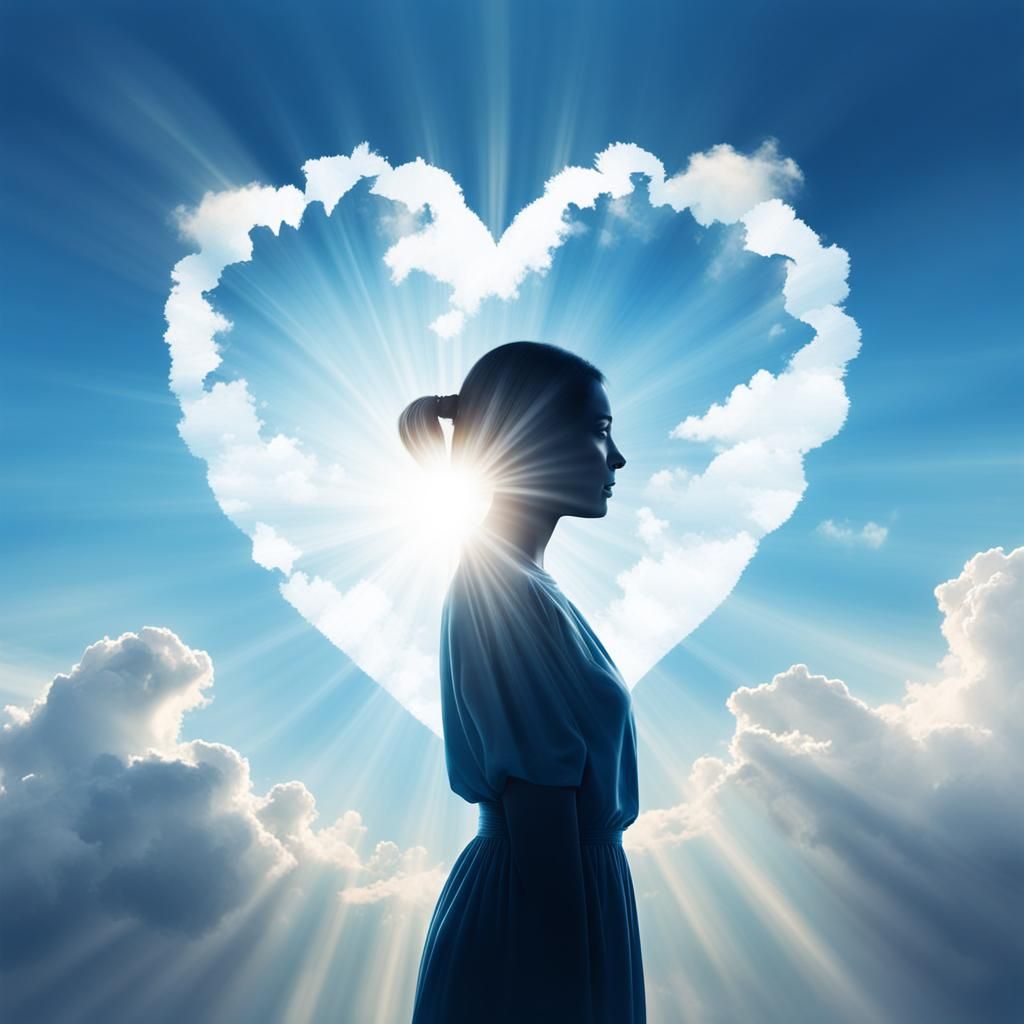 Heart Silhouette with Woman in Divine Light