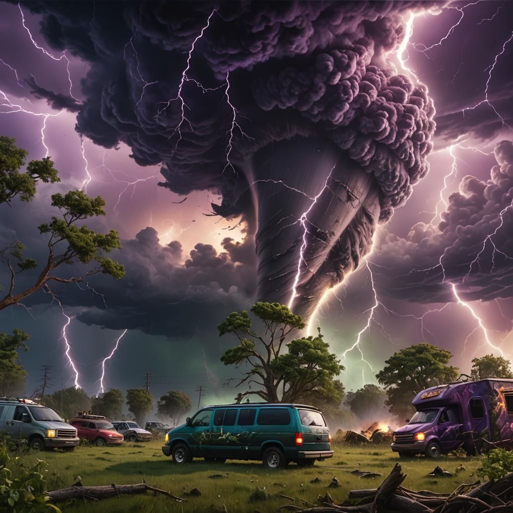 Tornado Sweeps Through Meadow: Fantasy Concept Art